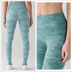LULULEMON Wunder Under Crop HR Space Dye Camo Alberta Lake Fresh Teal Sz 4